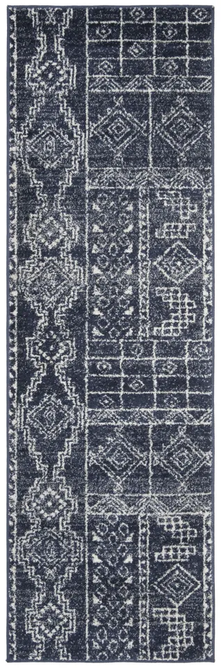 Arlo Home Woven Area Rug, ADR206N, Navy/Silver,  2' 6" X 8'