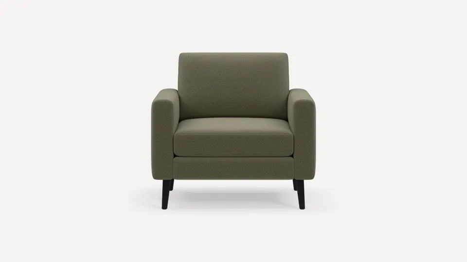 Nomad Armchair - Moss Green - Performance Flatweave / Ebony - Wood / Block
