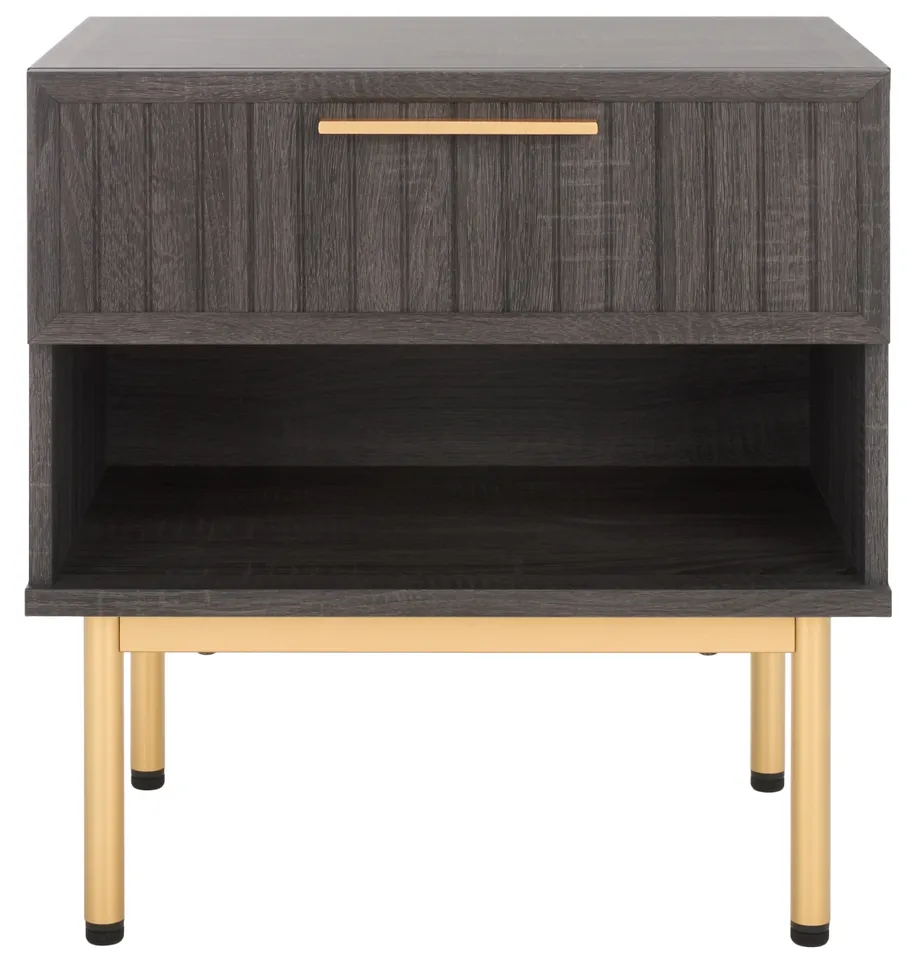 Axelle 1 Drawer Nightstand - Distressed Black / Gold