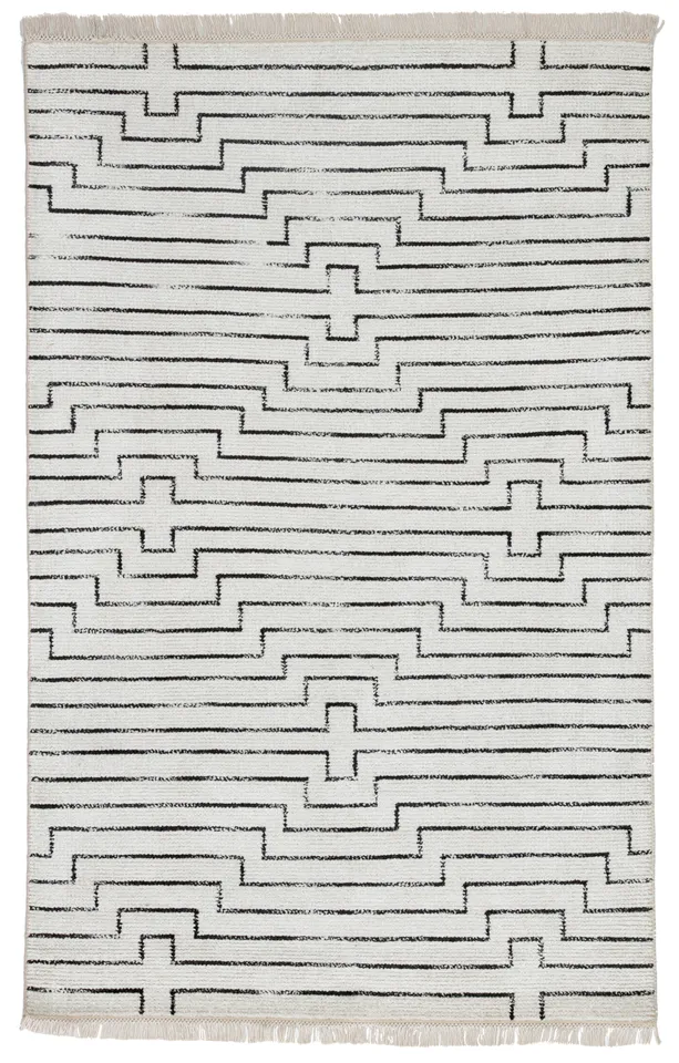 Alloy Handmade Geometric White/ Black Area Rug (12'X15')