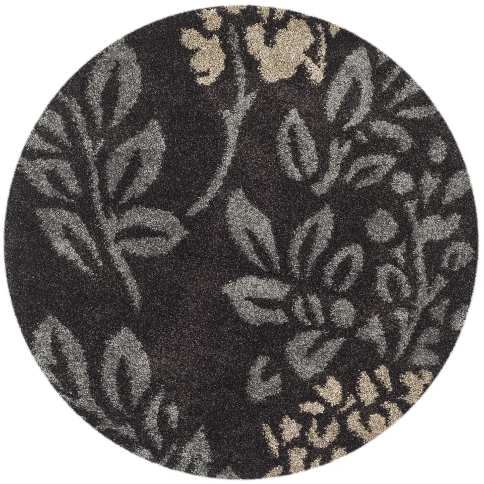 Arlo Home Woven Area Rug, SG456-2880, Dark Brown/Grey,  4' X 4' Round