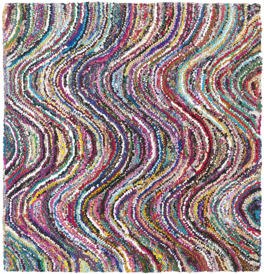 Arlo Home Hand Tufted Area Rug, NAN511A, Multi,  4' X 4' Square