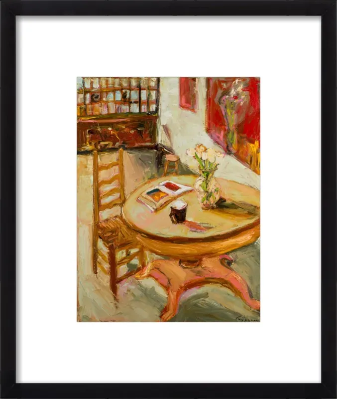 Still Life with open book on table by Ana Guzman for Artfully Walls