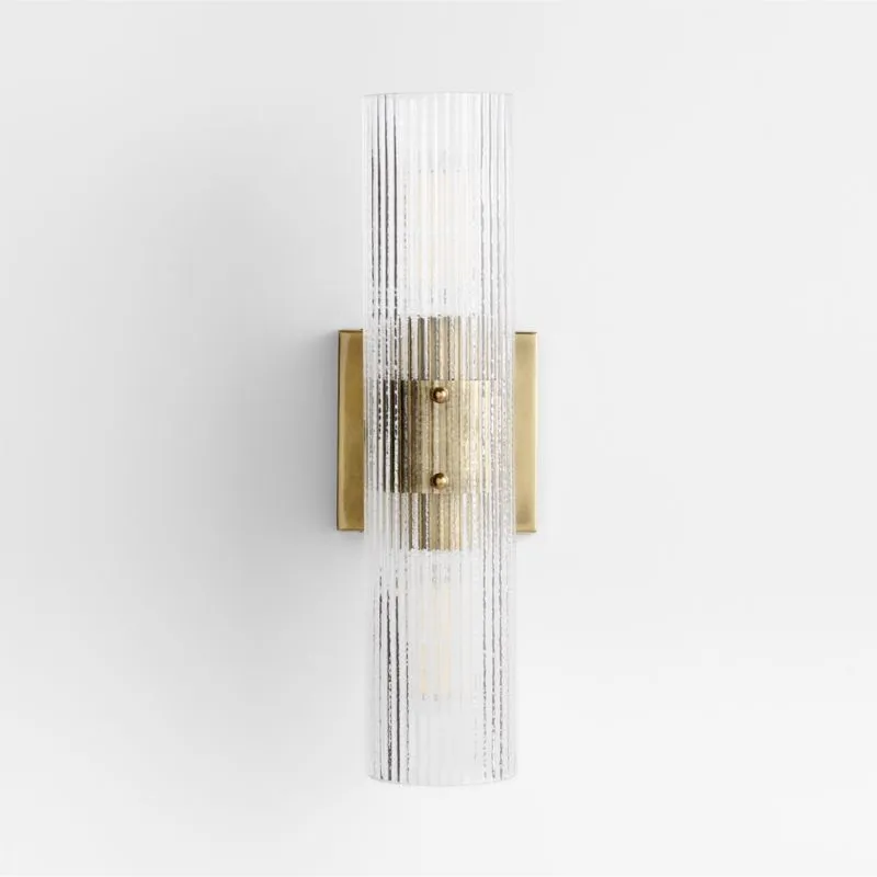 Soleil Fluted Glass 2-Light Wall Sconce Set of 2