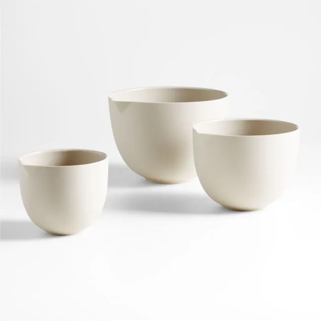 Crate & Barrel Silicone Mixing Bowls Taupe, Set of 3