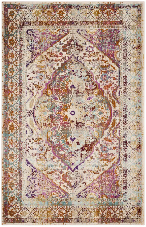 Arlo Home Woven Area Rug, BDN189A, Ivory/Fuchsia,  3' 3" X 5'