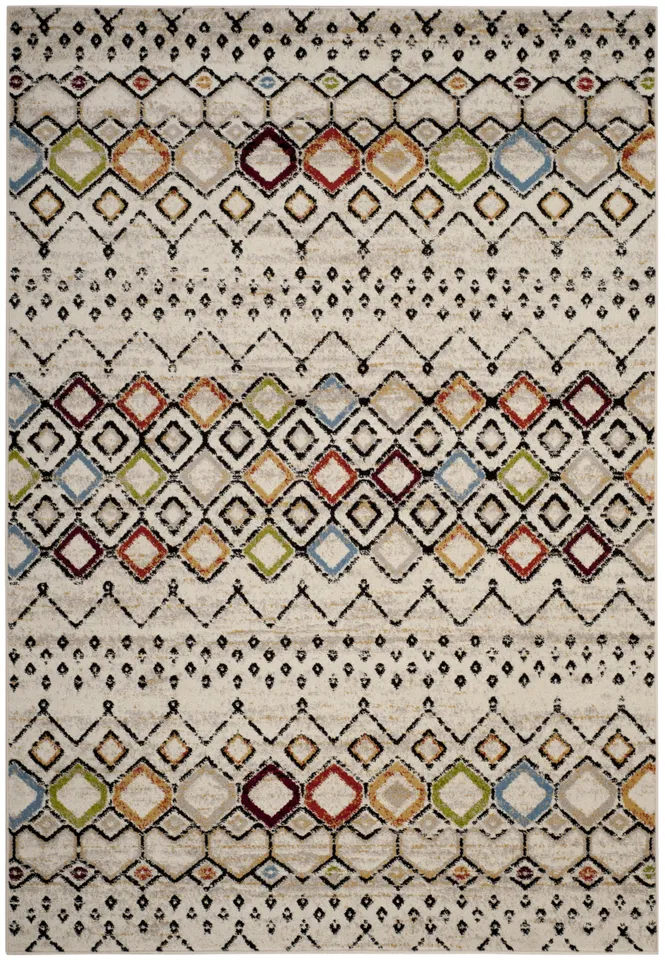 Arlo Home Woven Area Rug, AMS108K, Ivory/Multi,  6' 7" X 9' 2"
