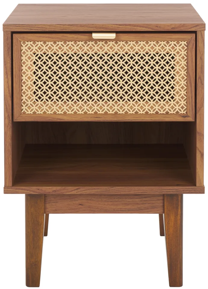 Ceu 1 Drawer Night Stand - Walnut / Gold