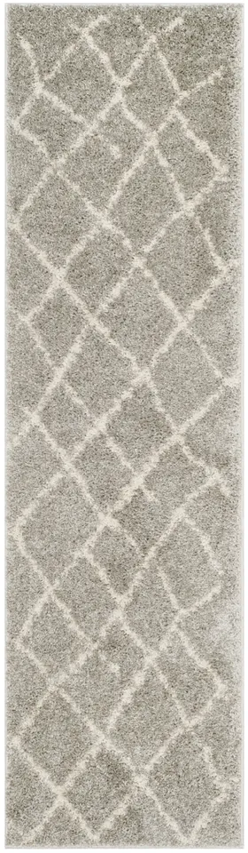 Arlo Home Woven Area Rug, BER162B, Light Grey/Cream,  2' 3" X 8'