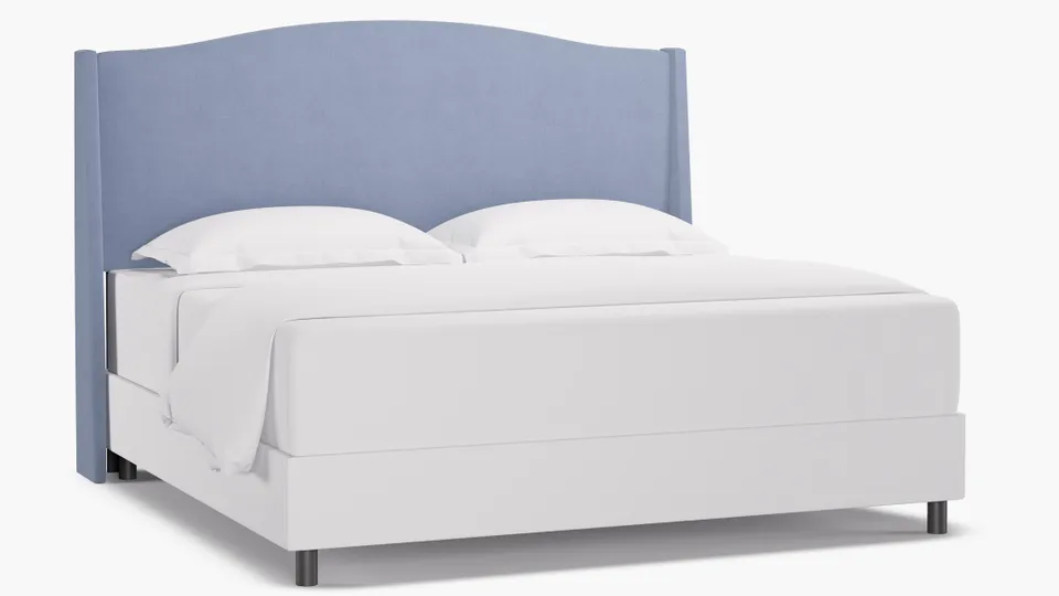 Classic Wingback Headboard, Denim Everyday Linen, King