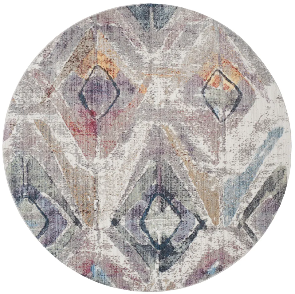 Arlo Home Woven Area Rug, BTL356P, Lavender/Light Grey,  7' X 7' Round