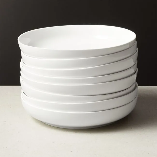Contact White Ceramic Pasta Bowls Set of 8