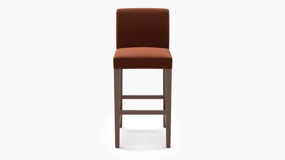 Signature Dining Bar Stool, Rust Performance Velvet, Walnut Square Tapered Leg