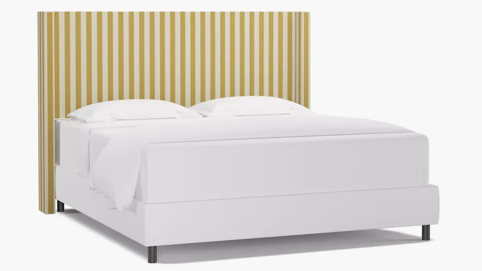 Modern Wingback Headboard, Citrine Cabana Stripe, King