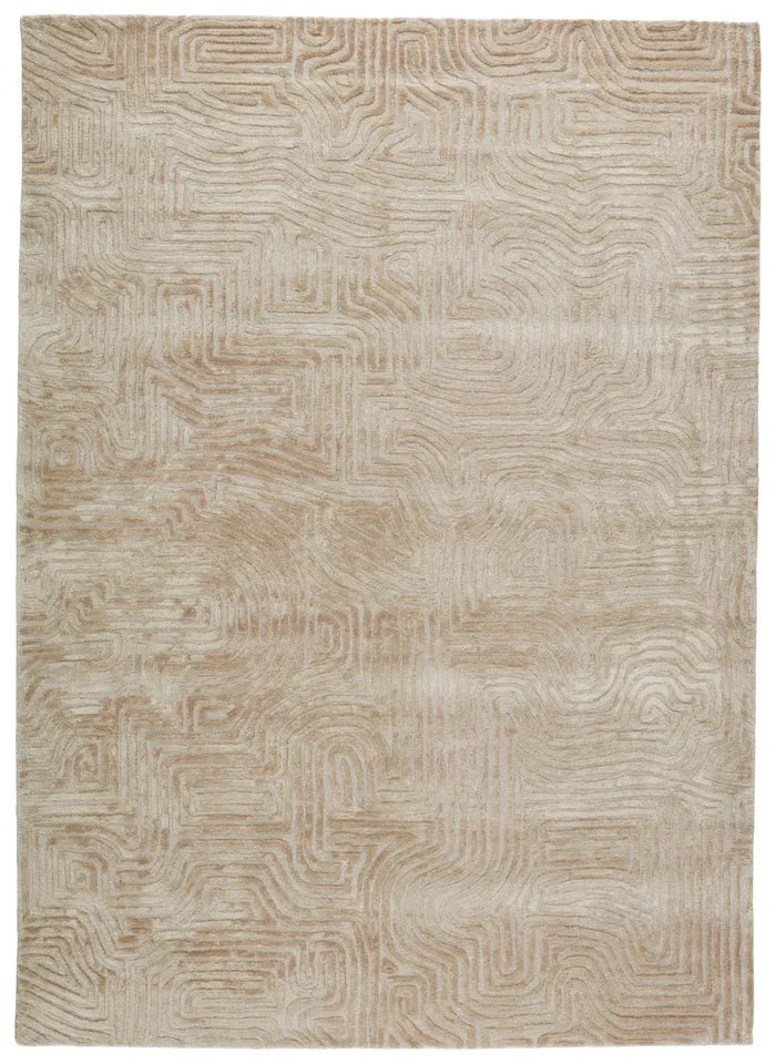 Impress Handmade Abstract Beige Area Rug (8'X11')