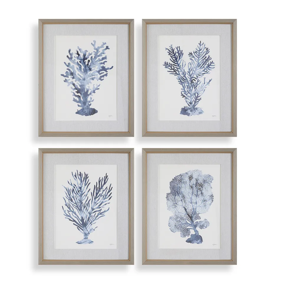 Shibori Coral Framed Prints Set/4