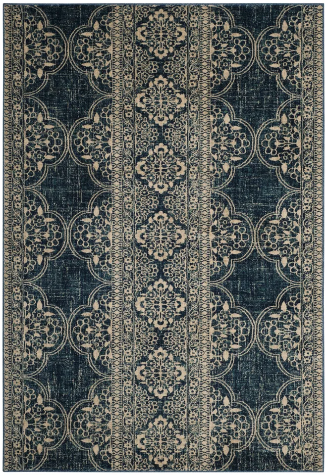 Arlo Home Woven Area Rug, EVK520D, Royal/Ivory,  5' 1" X 7' 6"