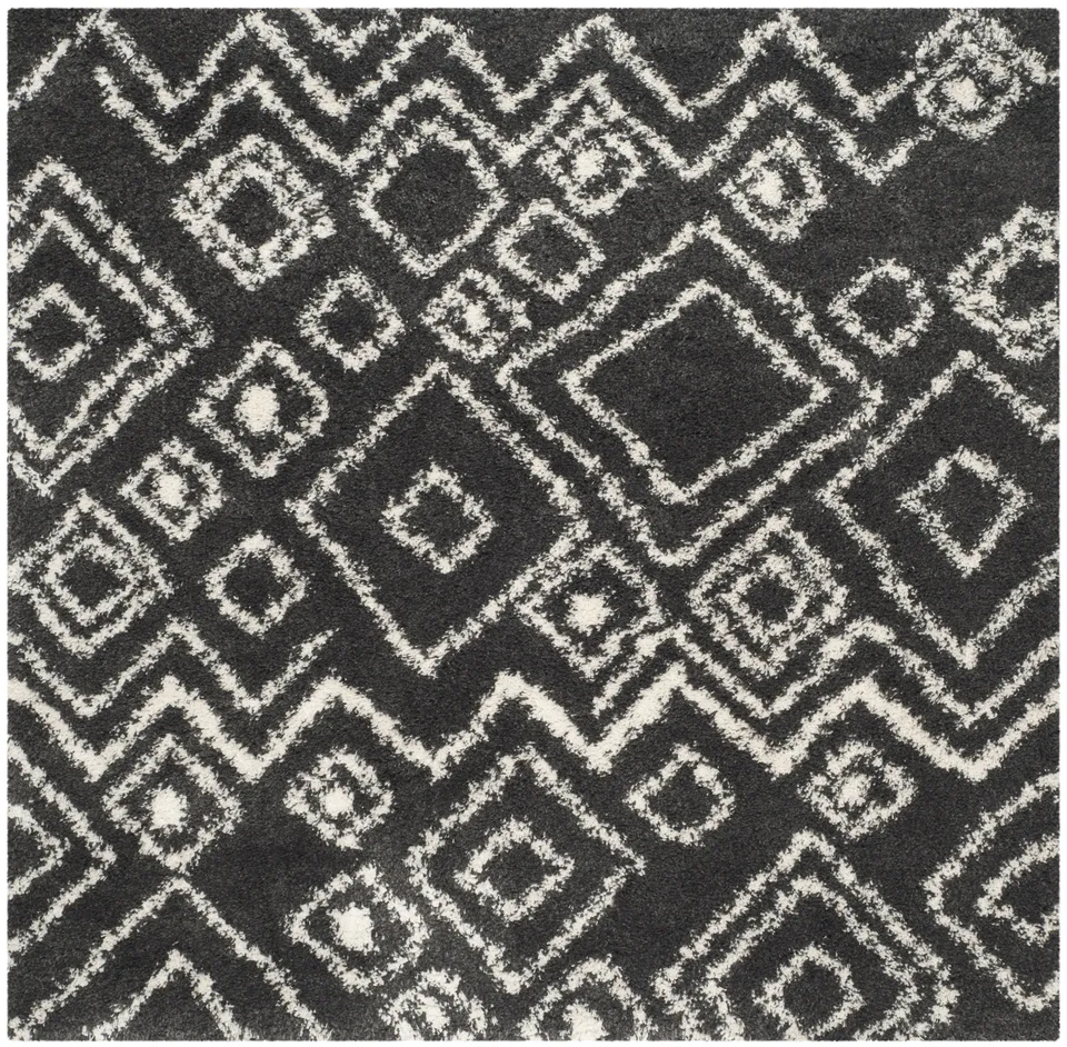Arlo Home Woven Area Rug, SGB488C, Charcoal/Ivory,  6' 7" X 6' 7" Square