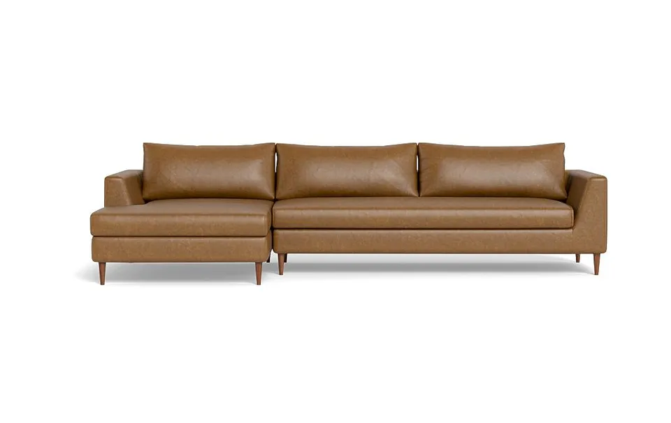 Asher Leather 3-Seat Left Chaise Sectional