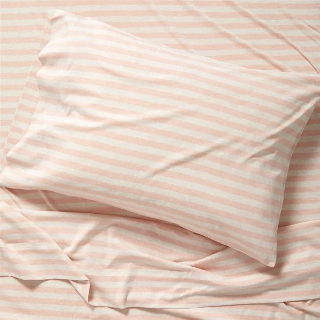 Comfy Tee Pink Stripe 100% Organic Cotton Jersey Kids Twin Sheet Set