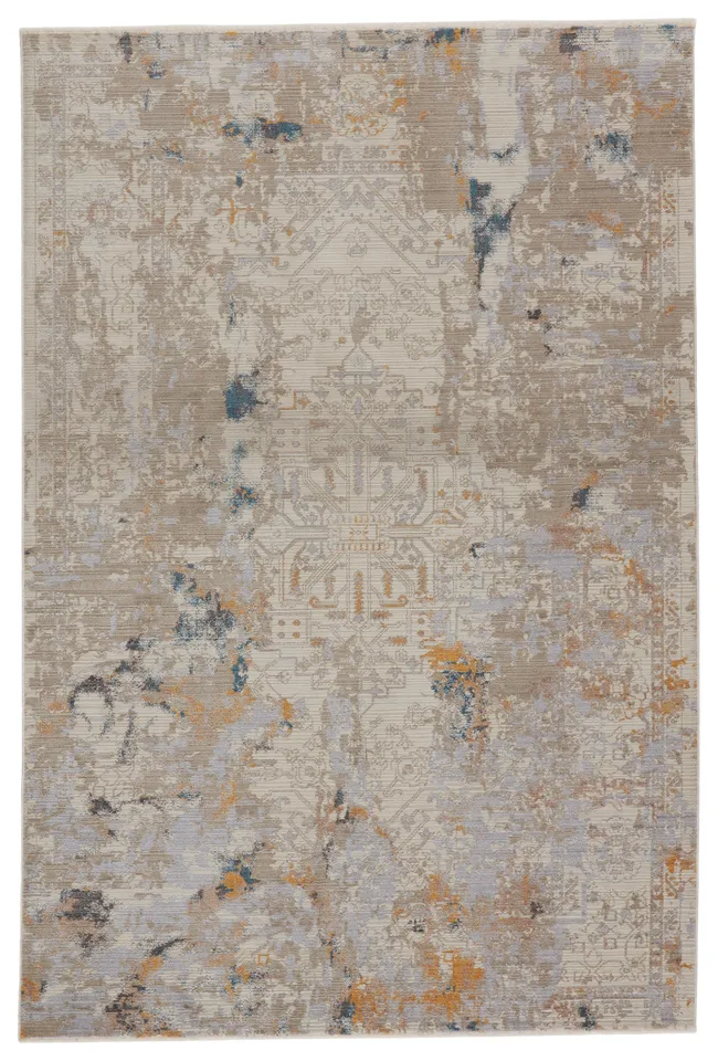 Vibe by Hammon Abstract Gray/ Gold Area Rug (5'3"X7'6")