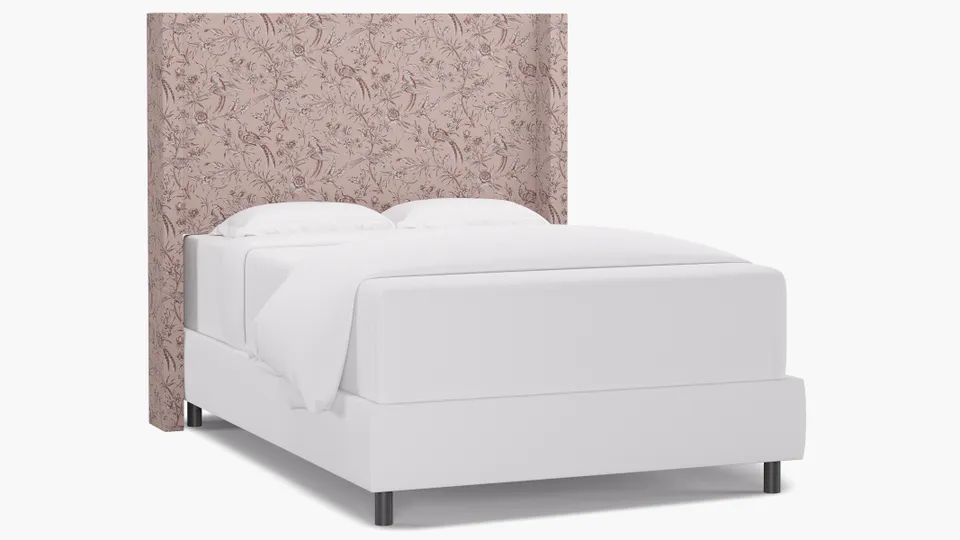 Modern Wingback Headboard, Blush Aviary, Full