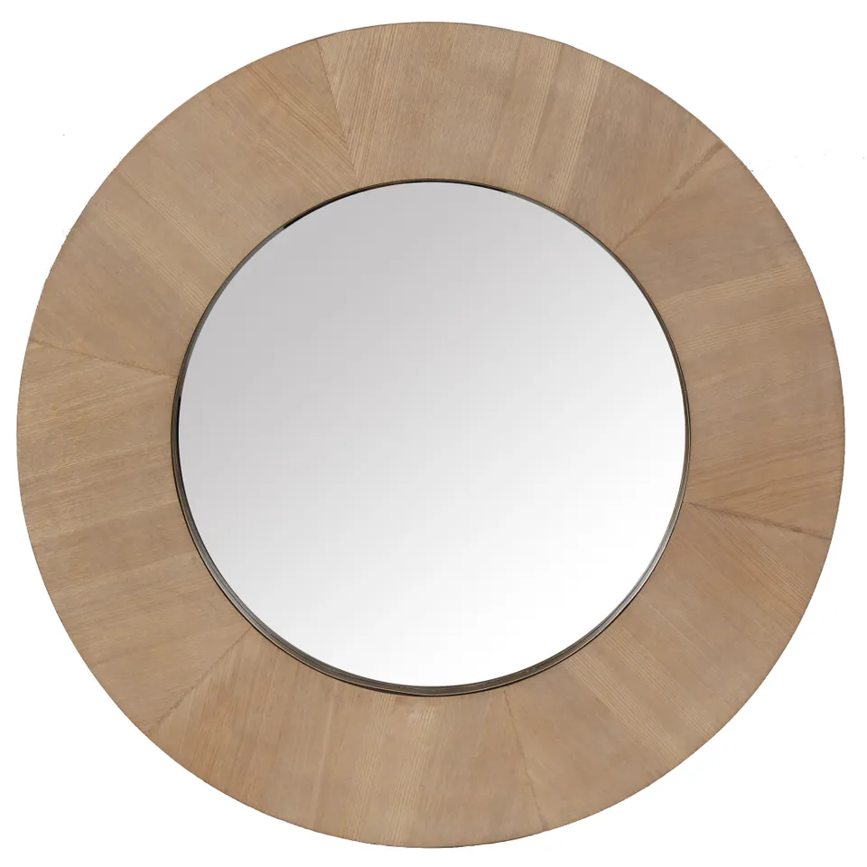 Safavieh Couture Netta Round Wood Mirror, Natural