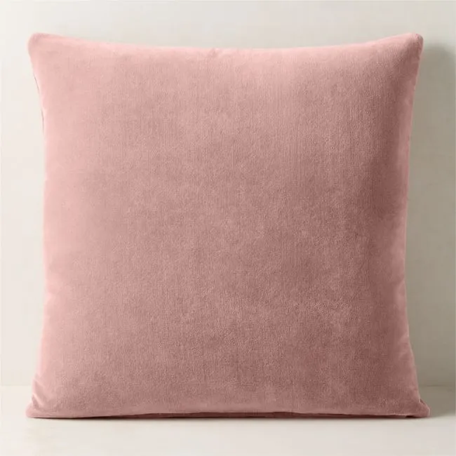 Encino Dusty Rose Organic Cotton Stonewashed Velvet Throw Pillow with Down-Alternative Insert 23"x23"