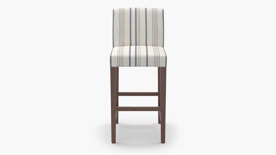 Signature Dining Bar Stool, Blue Market Stripe, Walnut Square Tapered Leg