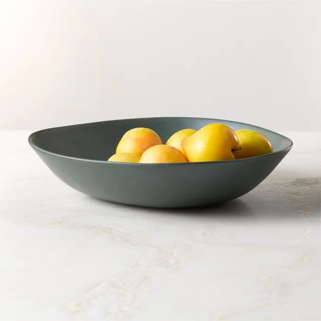 Selene Green Stoneware Serving Bowl