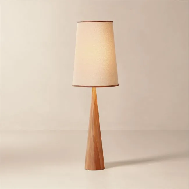 Bruna Walnut Wood and Linen Floor Lamp
