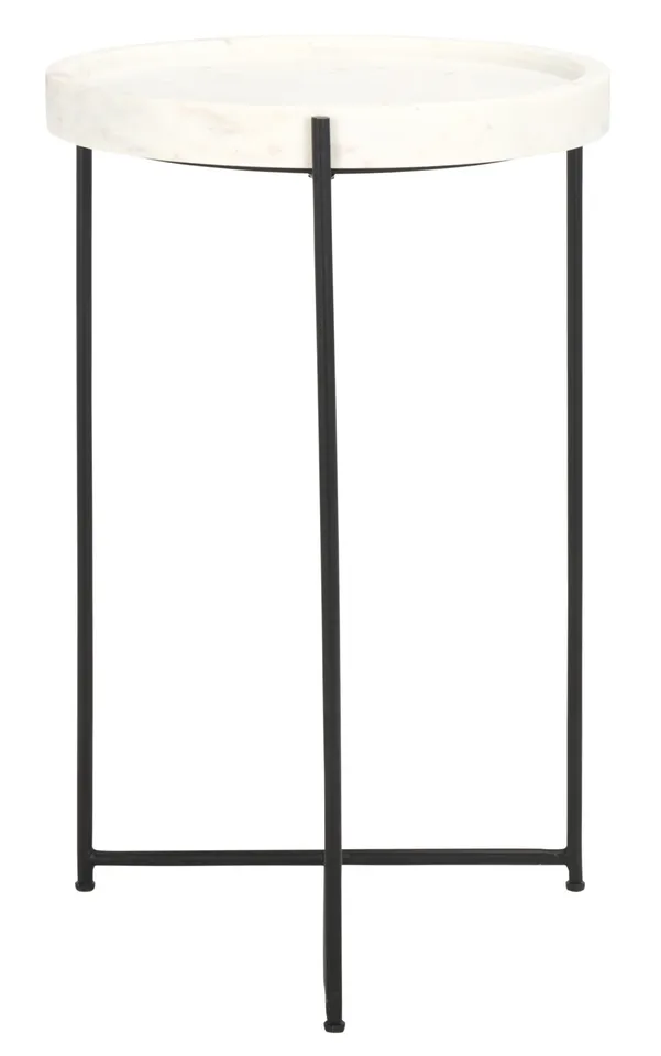 Bavaria Marble Side Table - White / Black