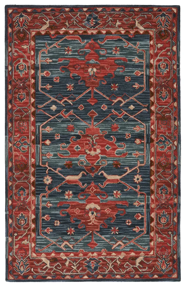 Vibe by Cinnabar Handmade Medallion Rust/ Blue Area Rug (10'X14')