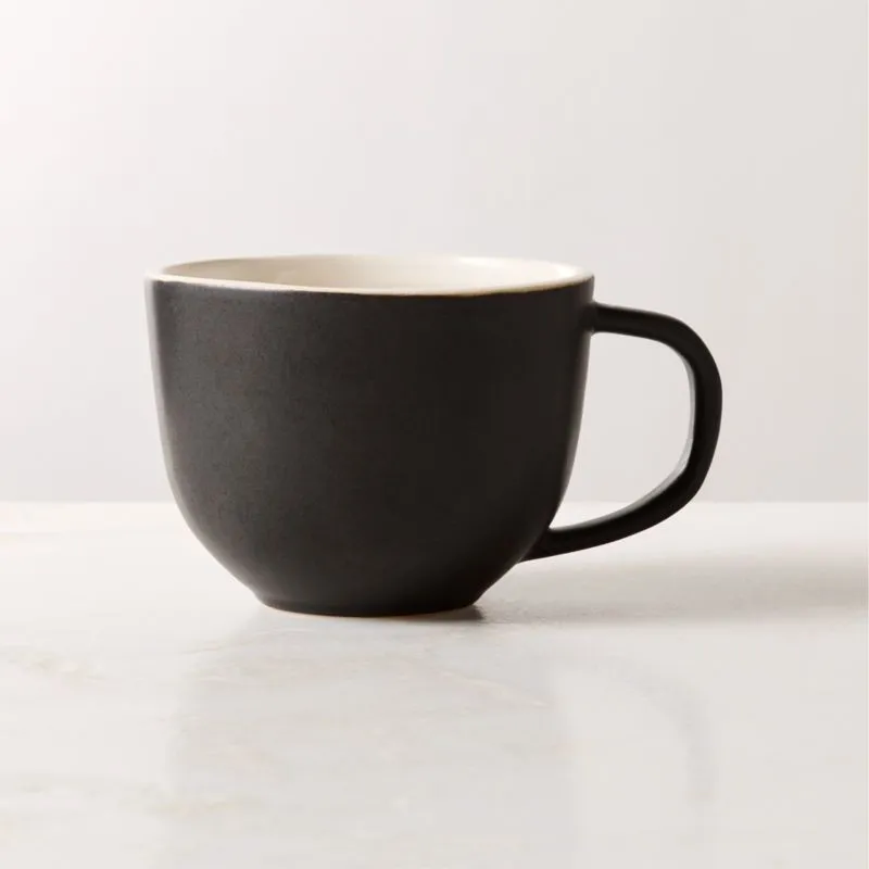 Barchan Black and Warm White Stoneware Mugs Set of 6 by Kravitz Design