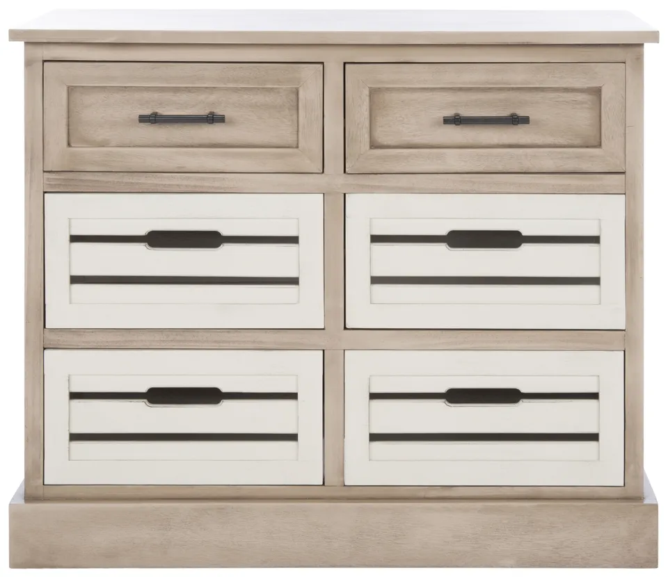 Briar 6 Drawer Storage Unit - Sand / Distressed White