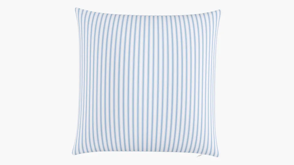 Outdoor 22" Throw Pillow, Cornflower Classic Ticking Stripe, 22" x 22"