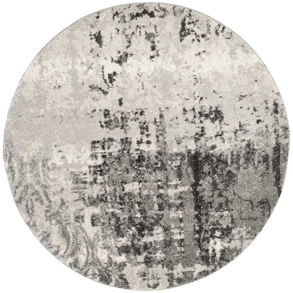 Arlo Home Woven Area Rug, RET2139-7980, Light Grey/Grey,  4' X 4' Round