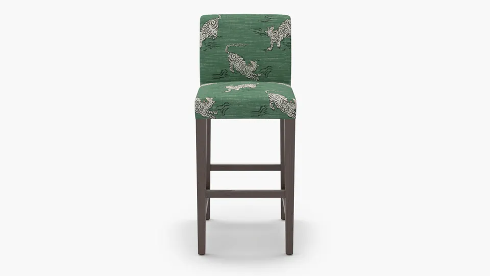 Signature Dining Bar Stool, Emerald Tigresse, Espresso Square Tapered Leg