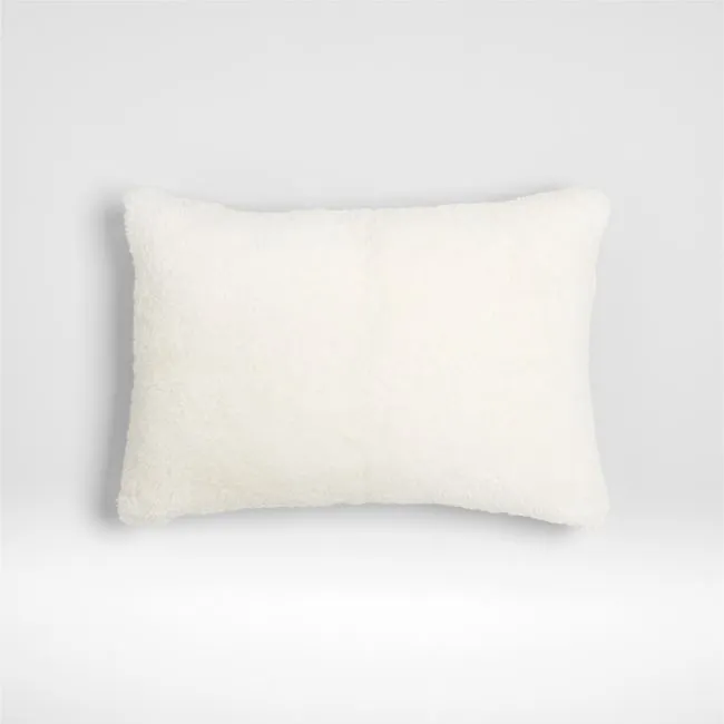 Malmo Shearling 22"x15" Ivory Throw Pillow with Down-Alternative Insert