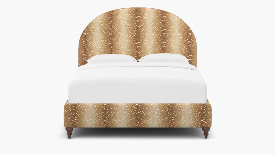 Demilune Bed, Faline, Walnut Traditional Turned Leg, Queen