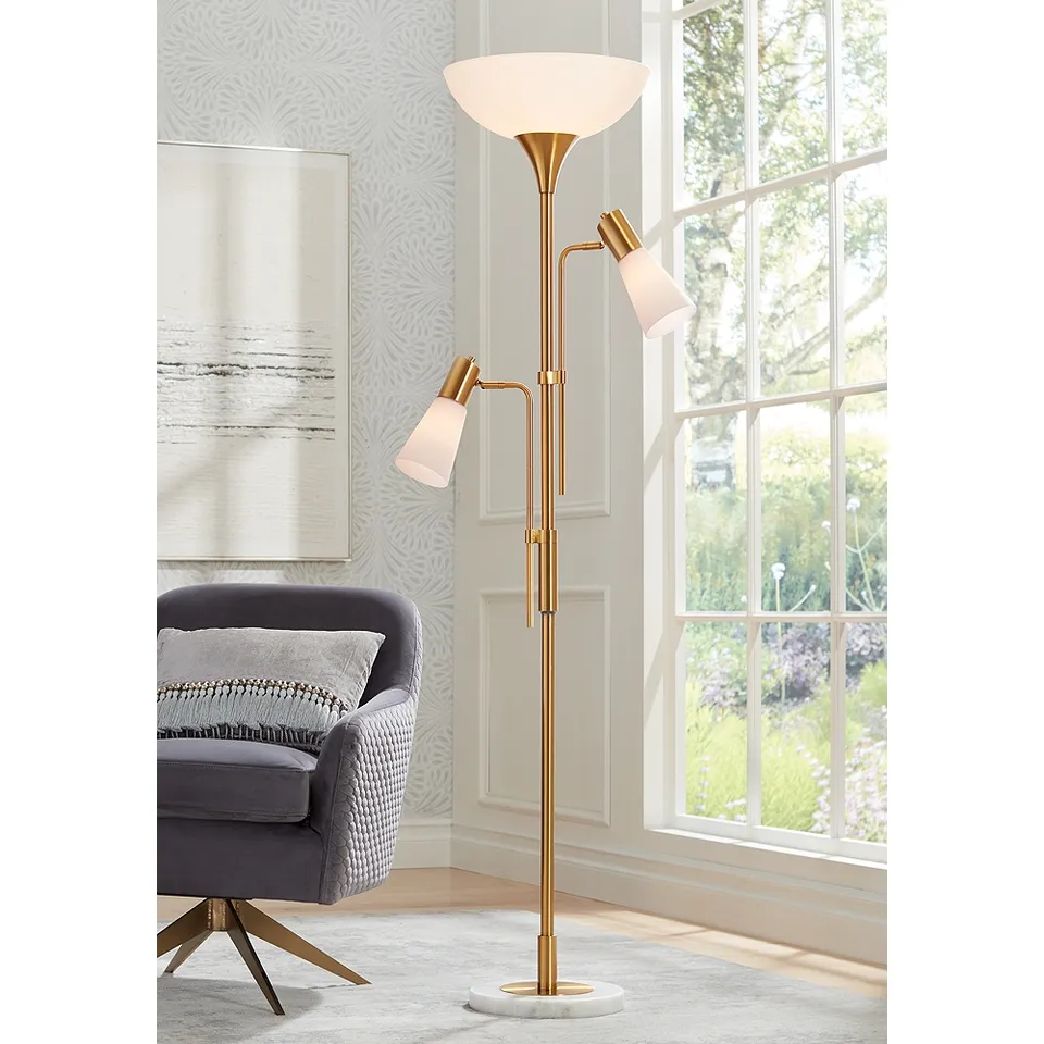 Possini Euro Pharos 71" Tree Torchiere Marble and Gold Floor Lamp