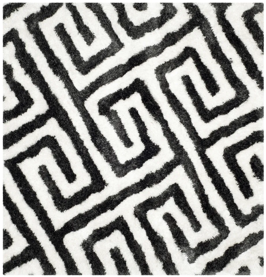 Arlo Home Hand Tufted Area Rug, BSG323D, Graphite/Ivory,  5' X 5' Square