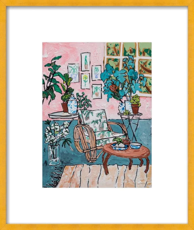 Cane Chair in Tropical Interior by Lara Lee Meintjes for Artfully Walls