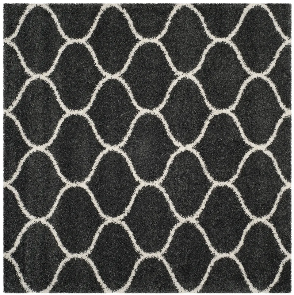 Arlo Home Woven Area Rug, SGH280G, Dark Grey/Ivory,  7' X 7' Square