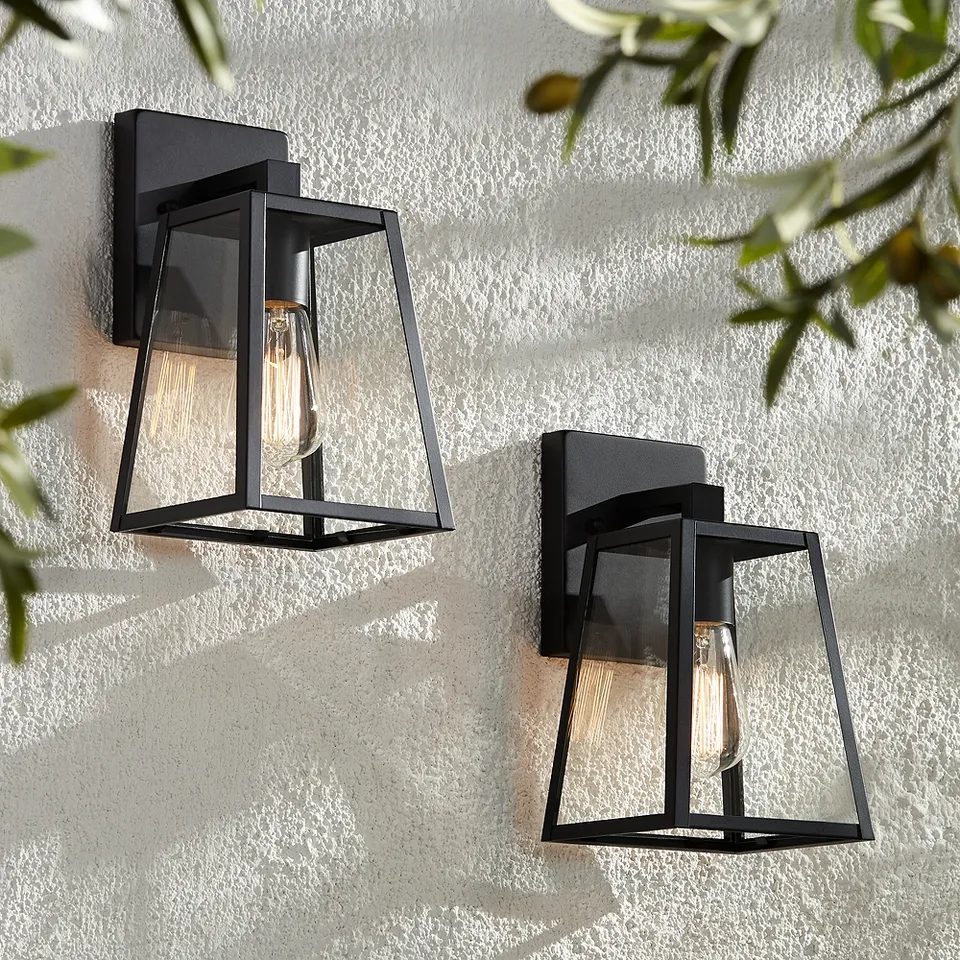 John Timberland Arrington 10 3/4" Mystic Black Outdoor Lights Set of 2