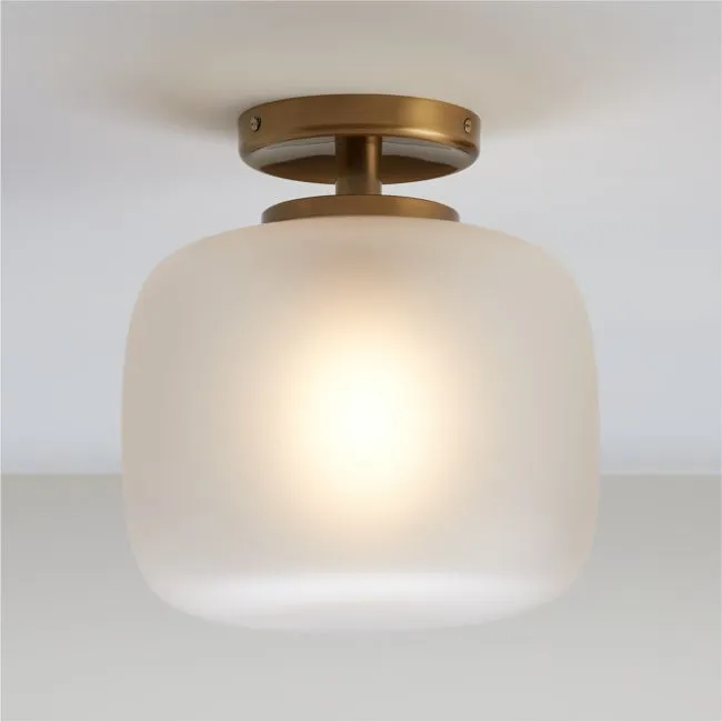 Colombe Burnished Brass and Glass Flush Mount Light 10"