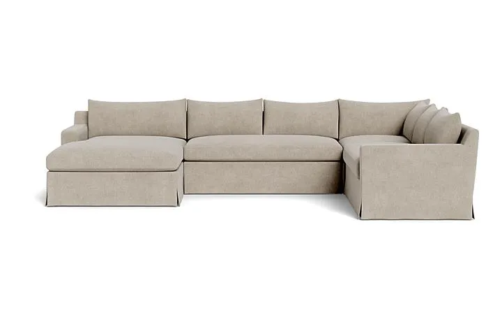 Sloan Slipcovered 4-Piece Corner Sectional Sofa with Right Chaise
