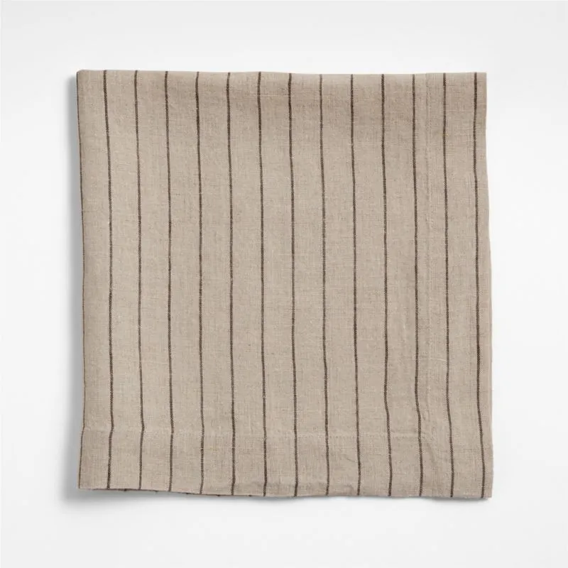 Marin Natural and Earth Brown European Linen Striped Napkin