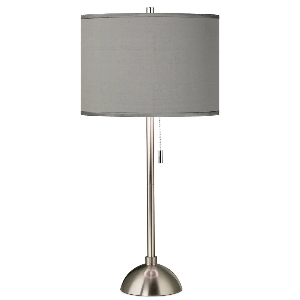 Possini Euro 28" Gray Faux Silk and Brushed Nickel Modern Table Lamp