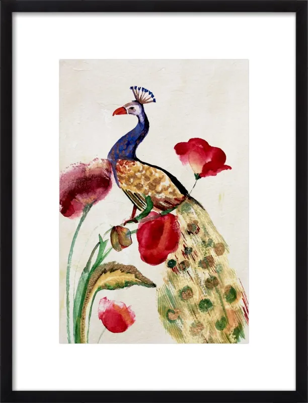 blue gold peacock by Ruti Shaashua for Artfully Walls